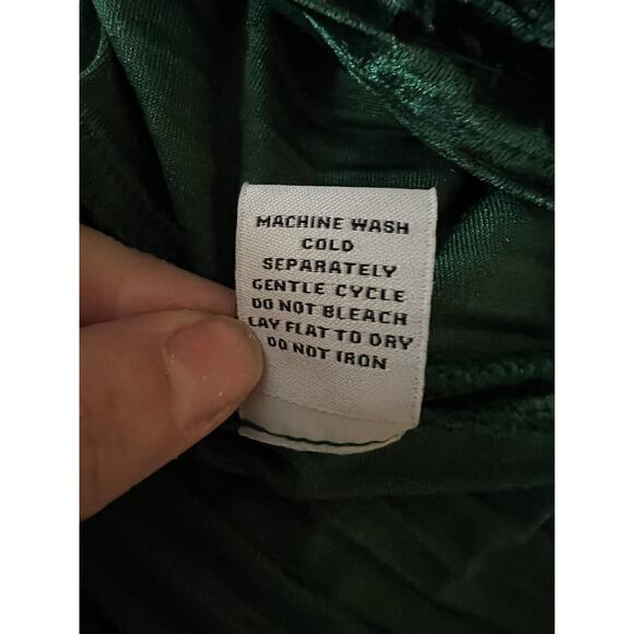 Emma & Michele DRESS Women's Large Midi Long Crushed Green Velvet Mock Neck NEW - Picture 7 of 10